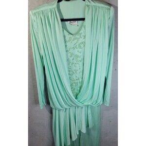 Vintage 80s Boston Maid Green‎ Pleated Long Sleeve Dress Womens SZ 10